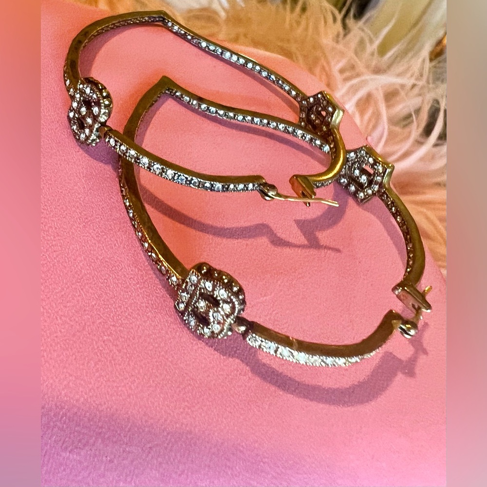 Juicy Couture Vintage Heart Hoops - Gold with crystal rhinestones